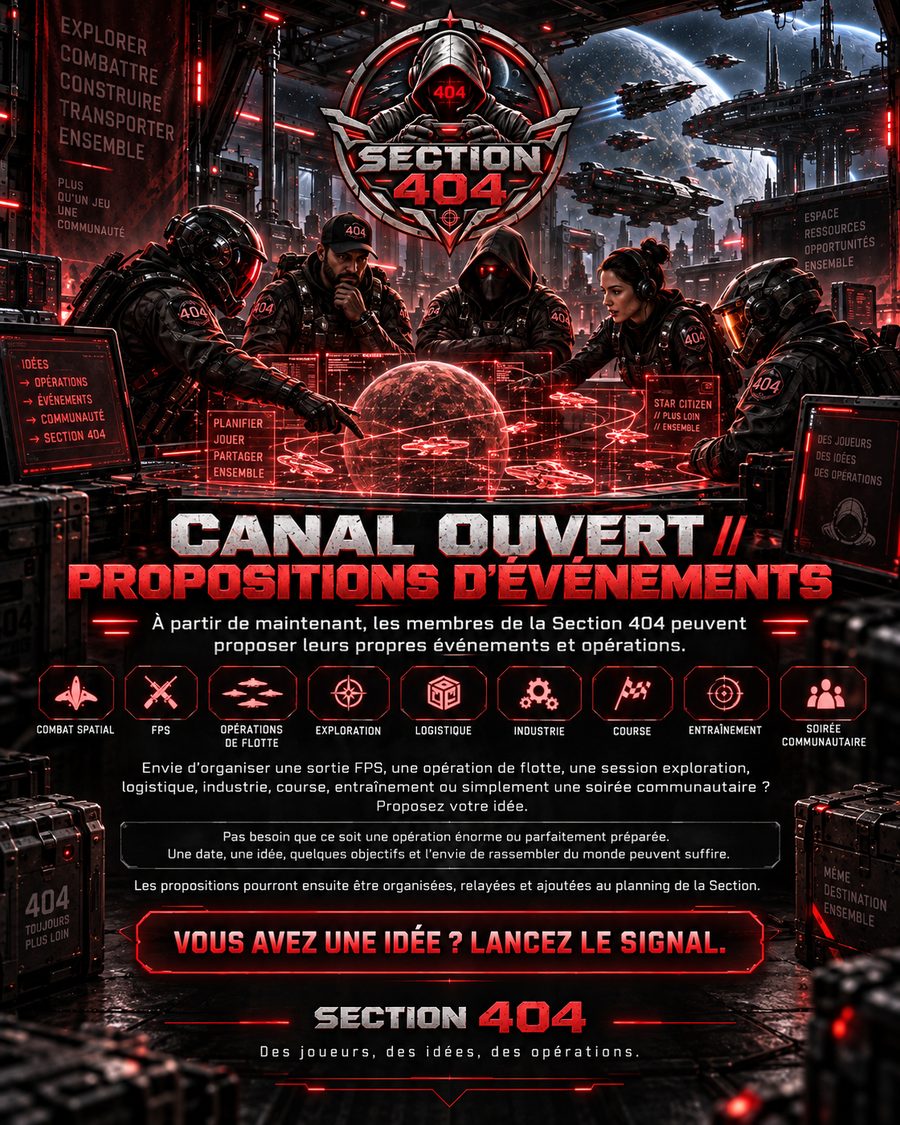 Canal ouvert : propositions d'événements de la Section 404